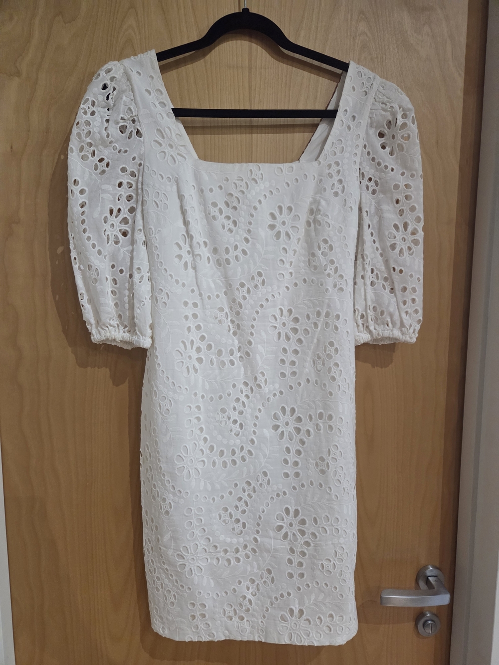 White Eyelet Puff-Sleeve Dress